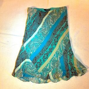 EXPRESS bias cut silk print skirt